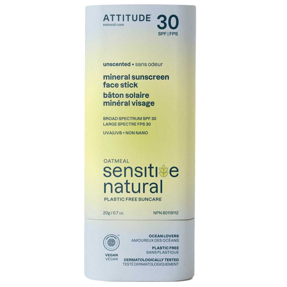 Attitude - Mineral Sunscreen Face Stick w/ SPF 30 - Oatmeal - 20 gm