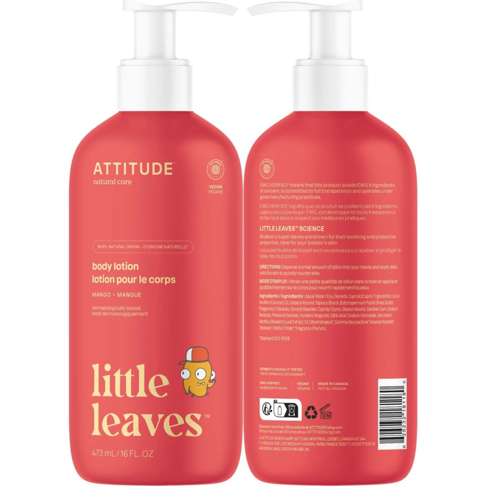 أتيتيود - لوشن الجسم للأطفال بأوراق صغيرة - مانجو - 473 مل