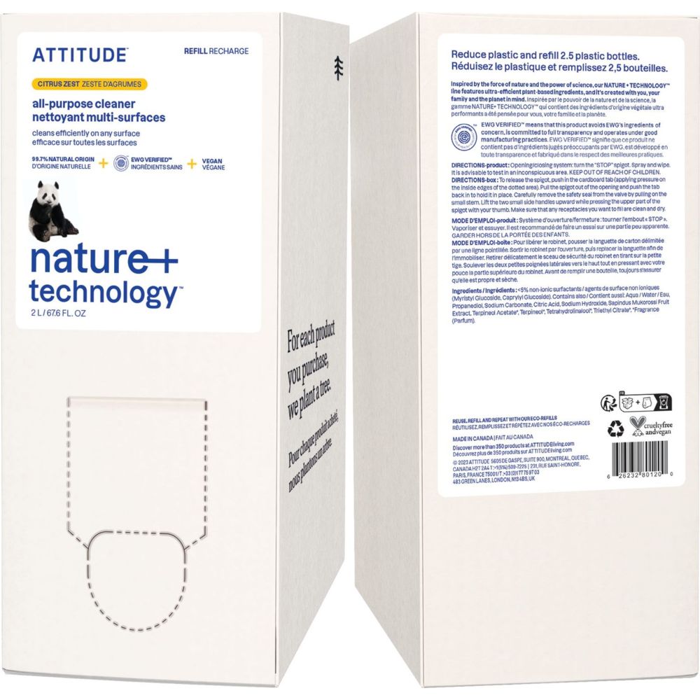 أتيتيود - منظف متعدد الأغراض بتقنية الطبيعة + - برائحة قشر الحمضيات - 2 لتر