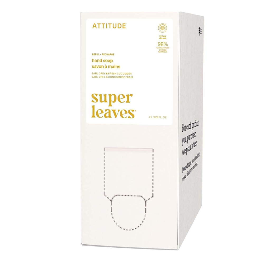 أتيتيود - عبوة إعادة تعبئة صابون اليدين سوبر ليفز - إيرل جراي وخيار منعش - 2 لتر
