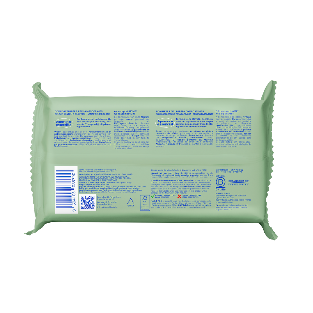 Mustela - Cleansing Wipes - 60 Sheets - New