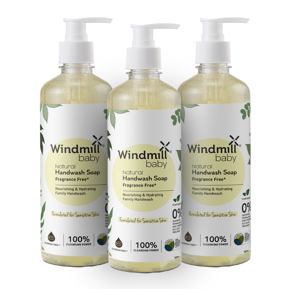 Windmill Baby - Fragrance Free Natural Handwash Soap - Pack of 3 - 450 ml