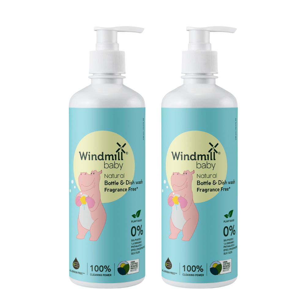 Windmill Baby Natural Bottle & Dish Wash Fragrance Free - Pack Of 2 - 450 ml