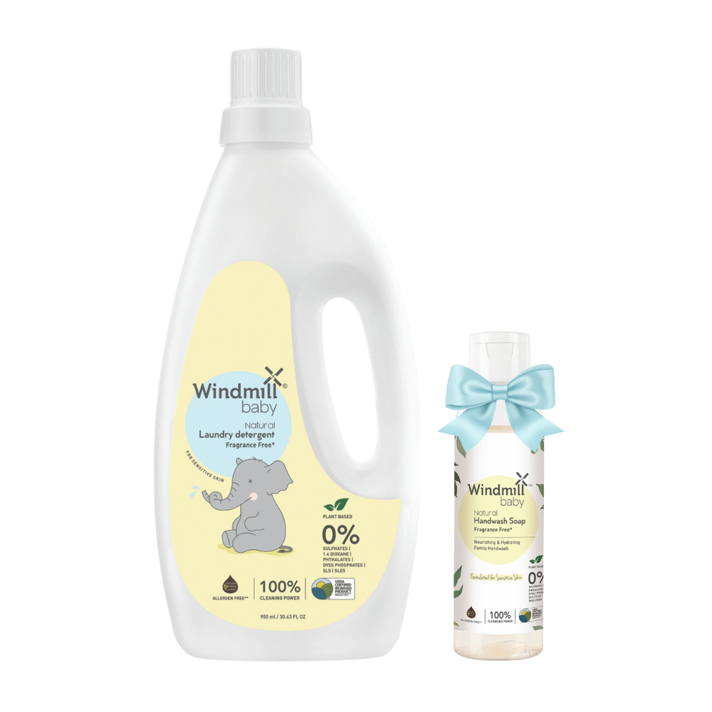 Windmill Baby Fragrance Free Laundry Detergent - 900 ml With Handwash Soap - 100 ml