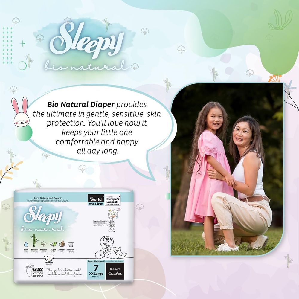 Sleepy - Bio Natural Premium Plus Baby Diaper - Size 7 XXL - 20-30 kg - 100 Pcs
