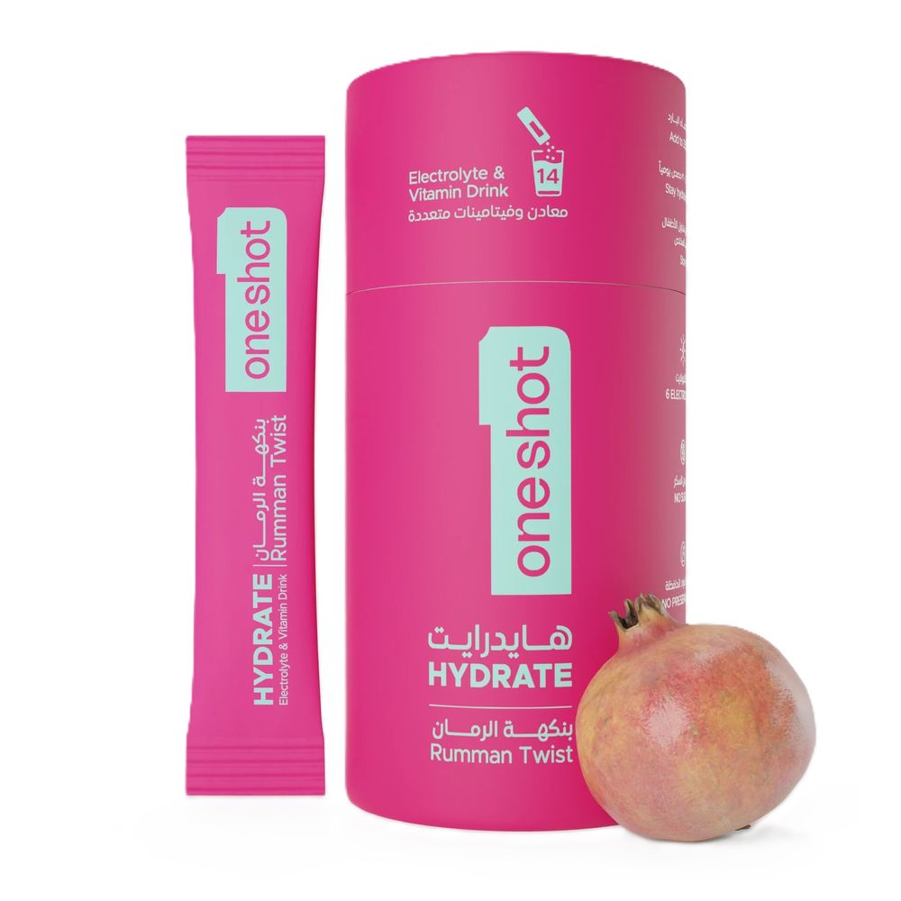ون شوت - أعواد ترطيب غنية بالإلكتروليتات - بنكهة رومان تويست - 14 عودًا