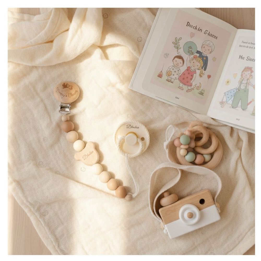 Mommy's Charms Personalized New Born Pacifier Clip With Name Engraving