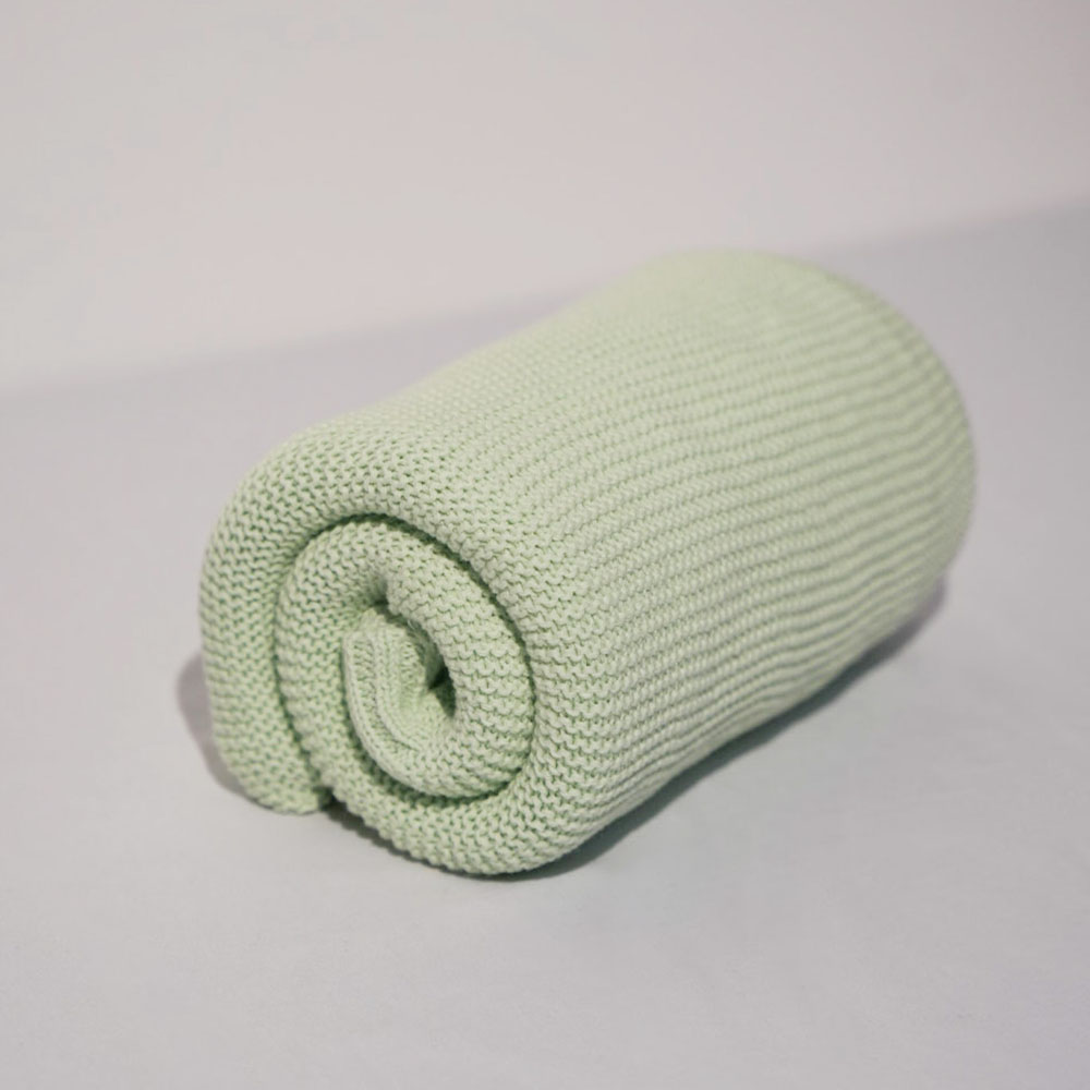 Little Moon - Knitted Baby Blanket - Mint Green