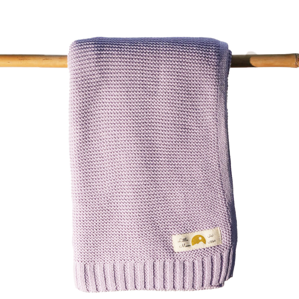 Little Moon - Knitted Baby Blanket - Lavender