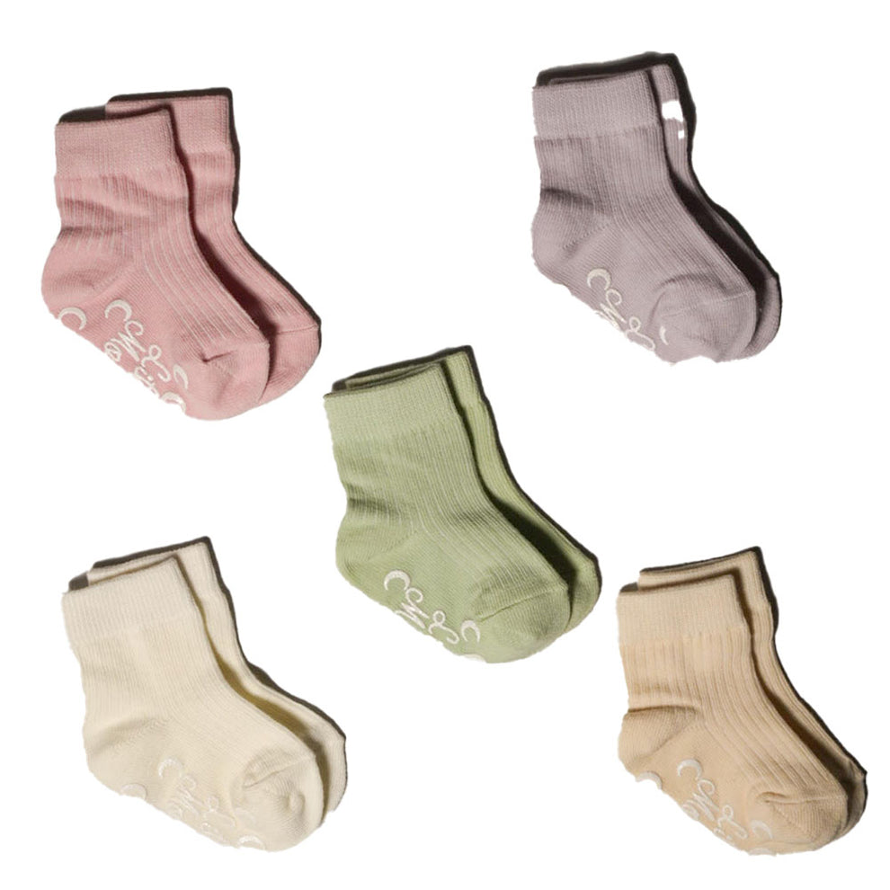 Little Moon - Baby Grip Socks - Pastel - Pack of 5