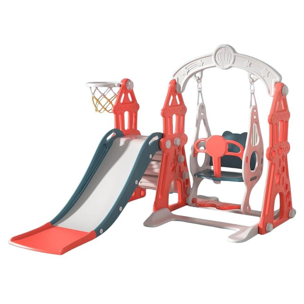 Megastar - 3-In-1 Slide WithSwing & Basketball Hoop Playset - Red