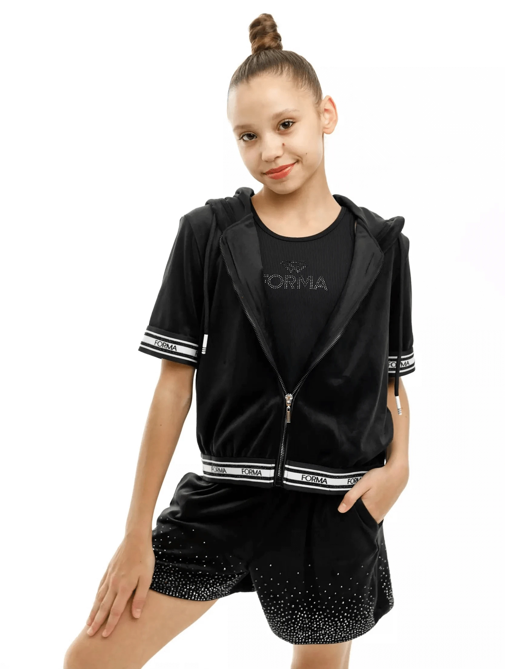 Onesports - 2pc-Set - Girl's Forma Short Sleeves Hoodie & Shorts