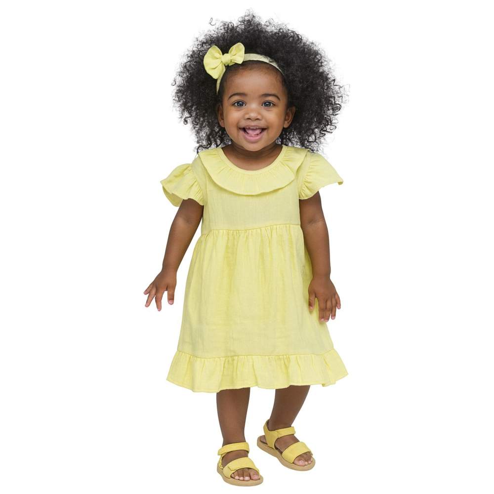 Luay - Linen Baby Frock With Frills - Green