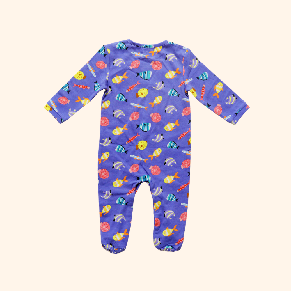Ola Otter - Sleepsuit With Footsie - Fuzzy Fishes