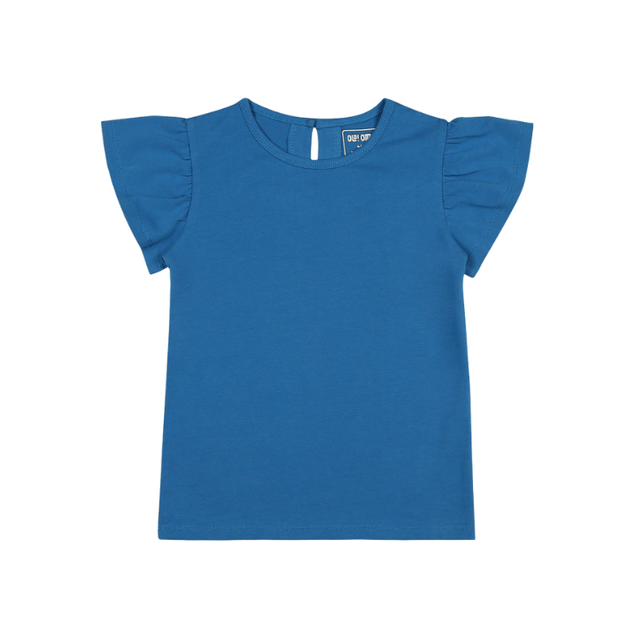 Ola Otter - Flutter Sleeve Top Solid - Deep Water Blue