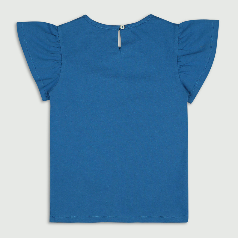 Ola Otter - Flutter Sleeve Top Solid - Deep Water Blue