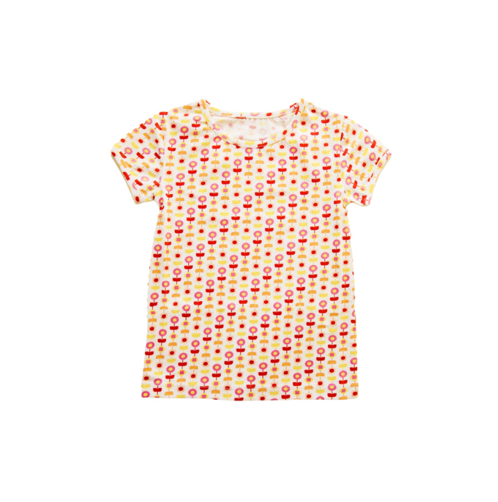 Ola Otter - Short Sleeve Tee - Indian Flora White