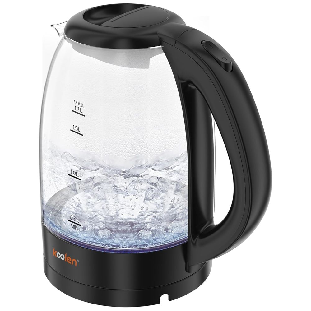 كولين - غلاية كهربائية زجاجية مع ضوء - أسود - 1.7 لتر - 2200 واط