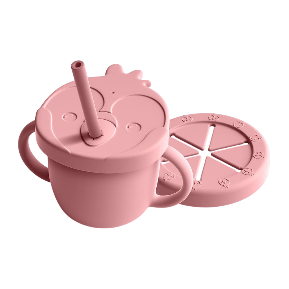 بيمبلي - كوب سيليكون متعدد الاستخدامات 3 في 1 - زهري - 4 قطع