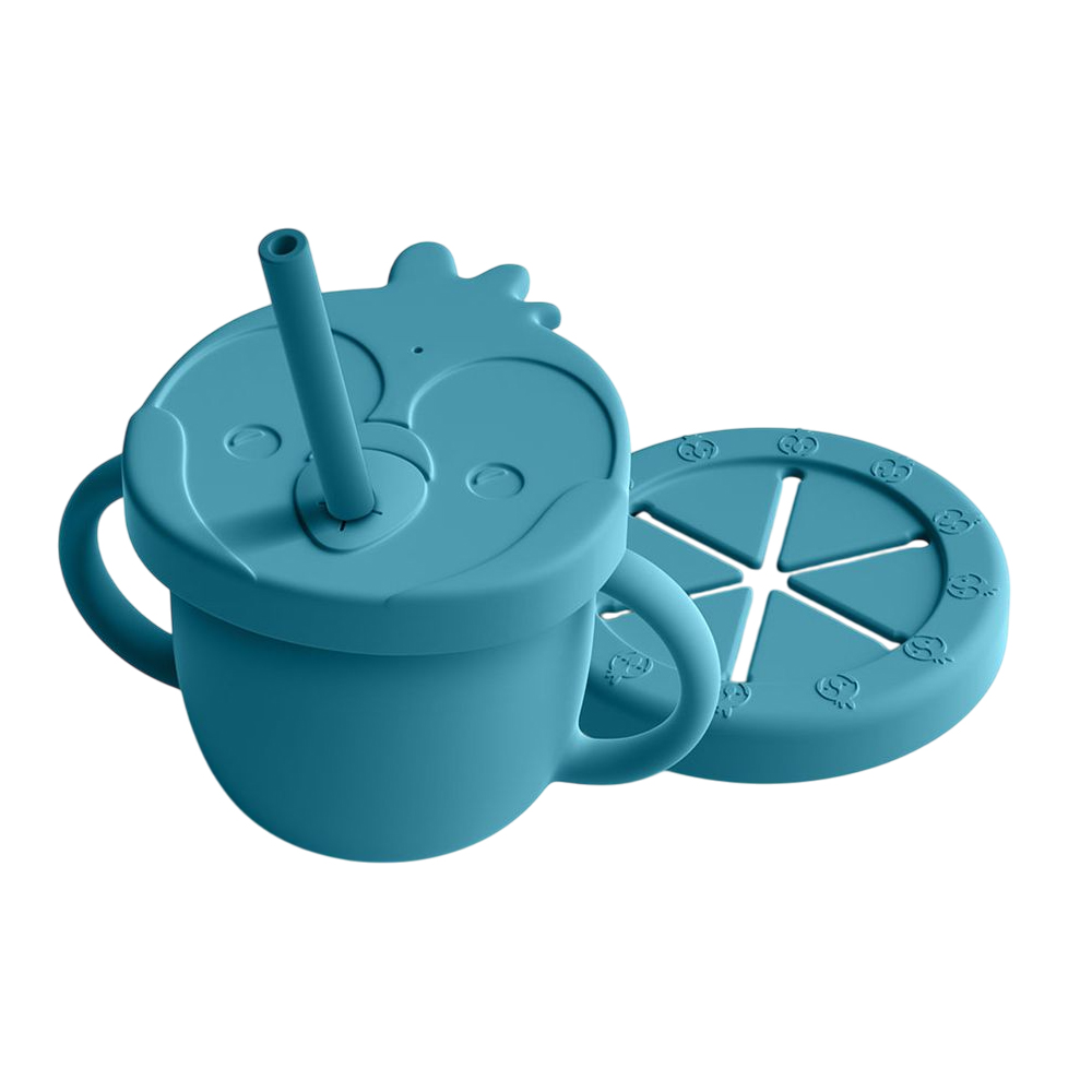 بيمبلي - كوب سيليكون متعدد الاستخدامات 3 في 1 - أزرق داكن - 4 قطع