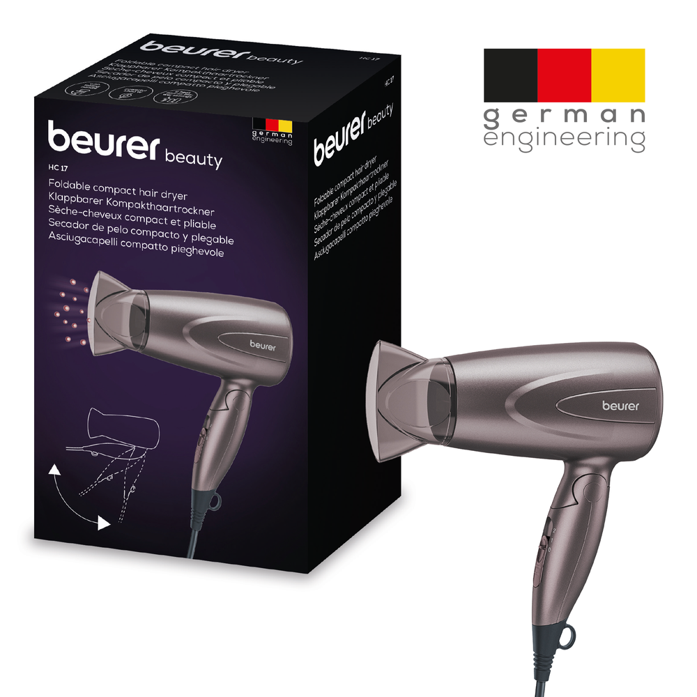 Beurer - Foldable Compact Hair Dryer 1300 W - Dark Beige