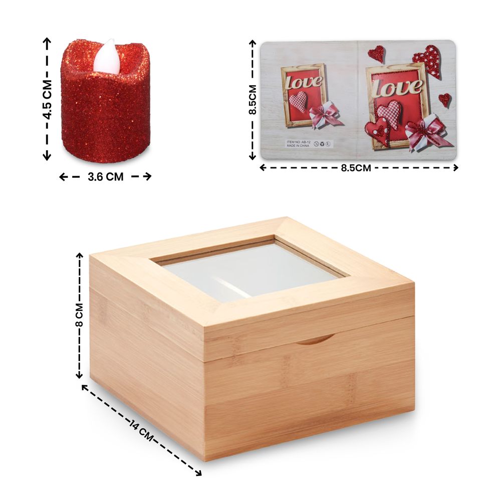 Jinou - Artificial Candle Lights In Bamboo Box - 4 Pcs