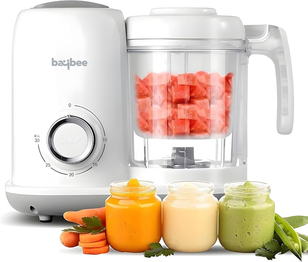 بايبي - محضرة طعام الأطفال الكهربائية بليندي 4 في 1 مع وظيفة التبخير والطحن - أبيض 