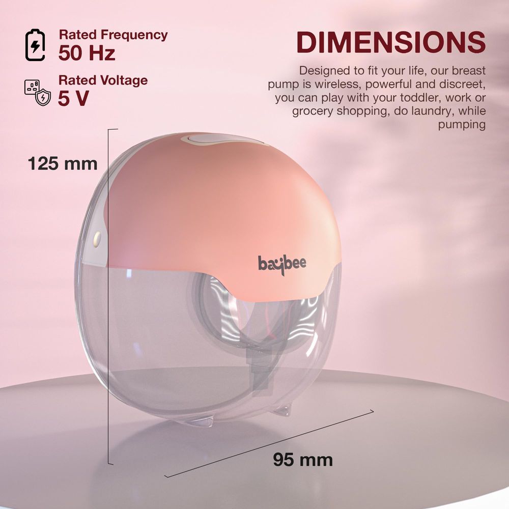 Baybee - Double Wearable Electric Breast Pump - Pink