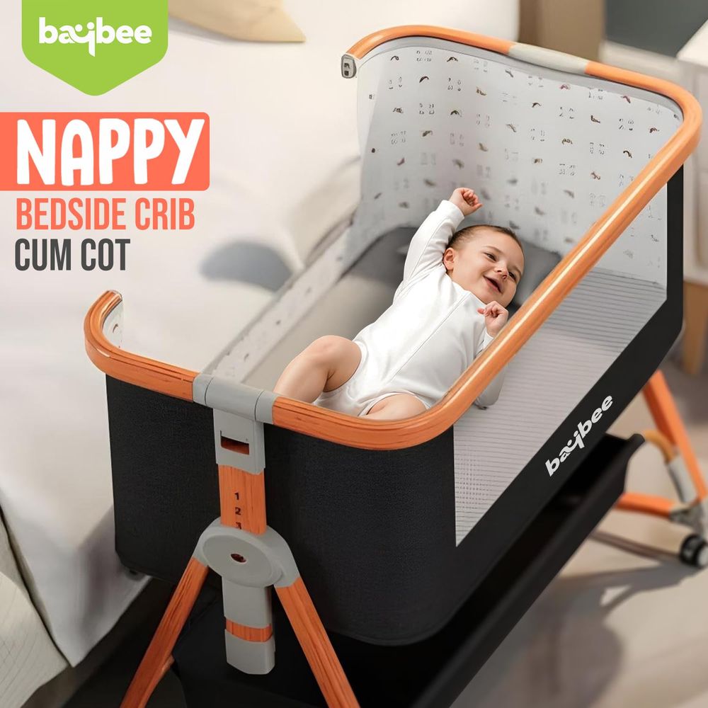 Baybee - 3-In-1 Foldable Baby Bassinet & Bedside Sleeper - Black