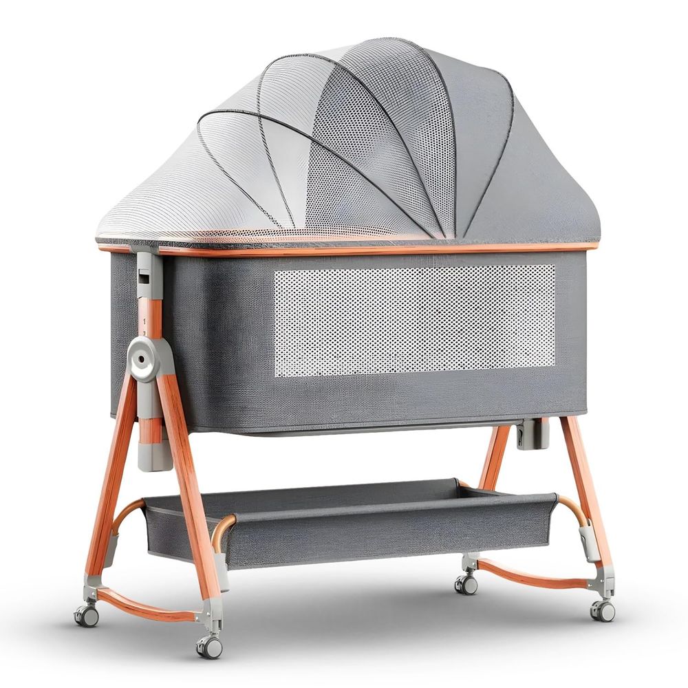 Baybee - 3-In-1 Foldable Baby Bassinet & Bedside Sleeper - Grey