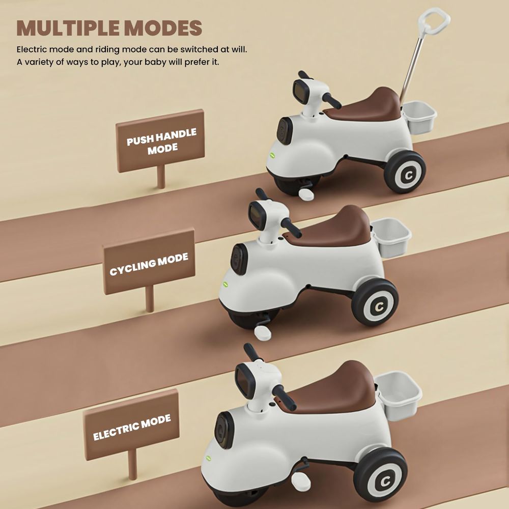 بايبي - دراجة ركوب تعمل بالبطارية 3 في 1 - أزرق