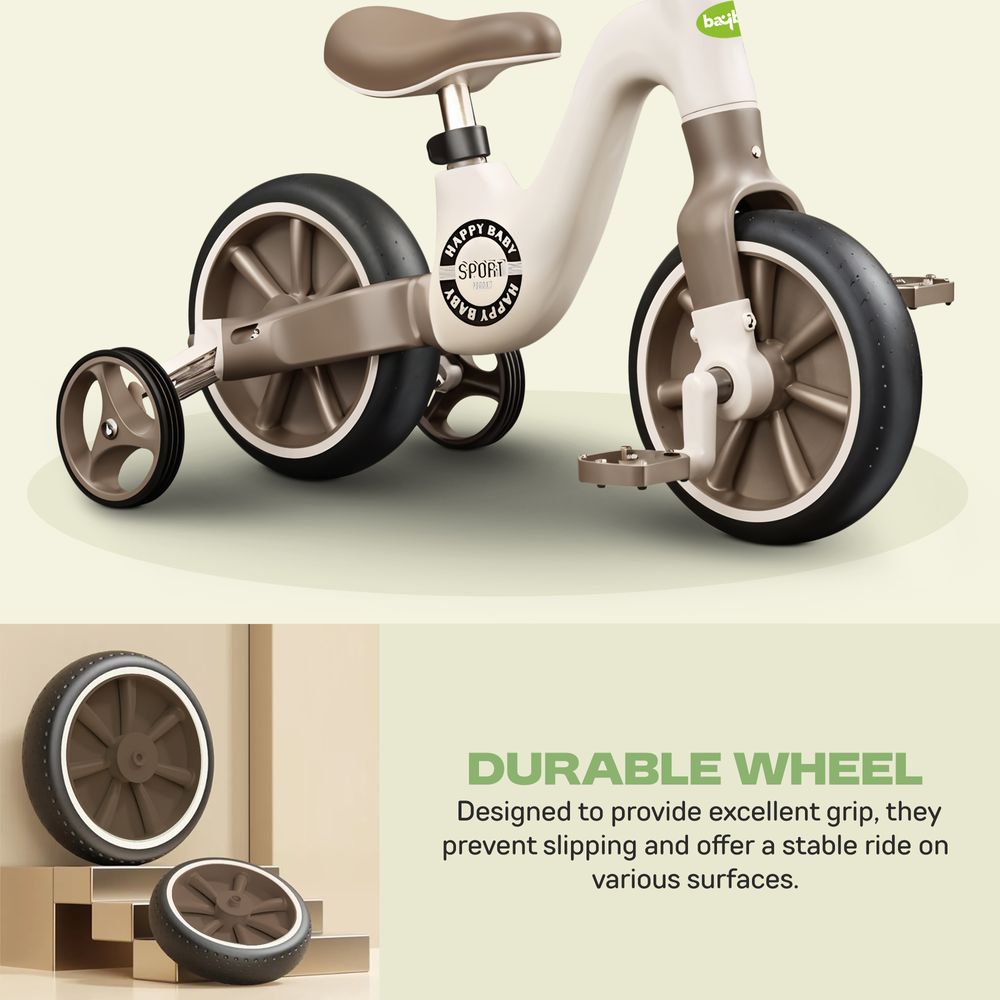 Baybee - Buzzy 2-In-1 Convertible Baby Tricycle - Brown