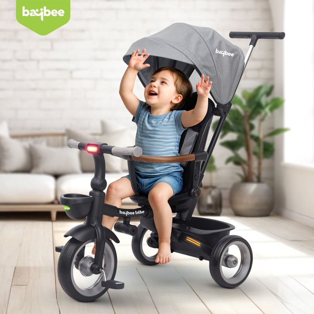 Baybee - Cozy 7-In-1 Convertible Tricycle For Kids - Grey