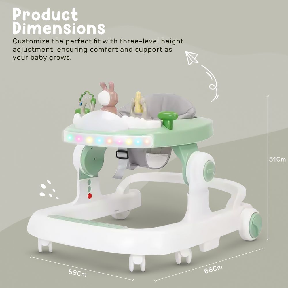 Baybee - 2-In-1 Push Baby Walker - Green