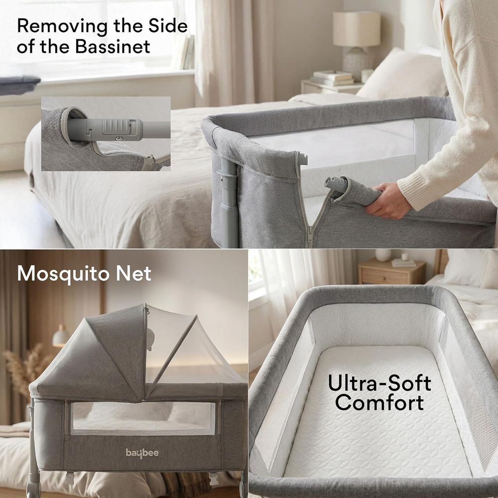 Baybee - 2 In 1 Baby Crib Bassinet With Wheels