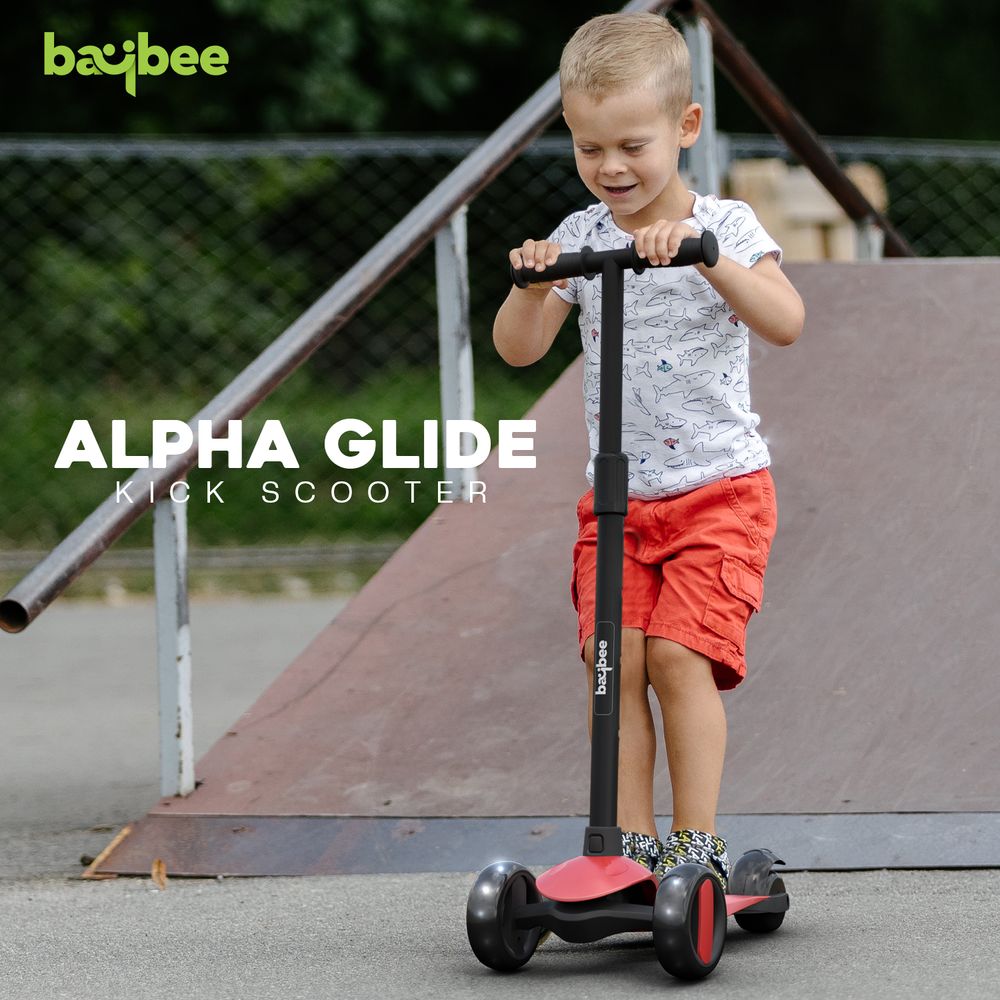 Baybee - Alpha Kids Scooter With LED PU Wheels - Red