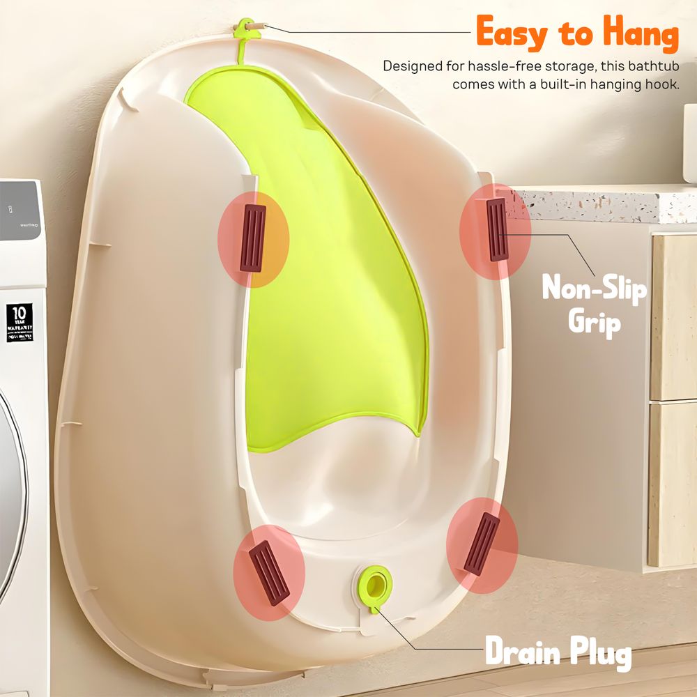 Baybee - Baby Bath Tub With Anti-Slip Support - Multicolor