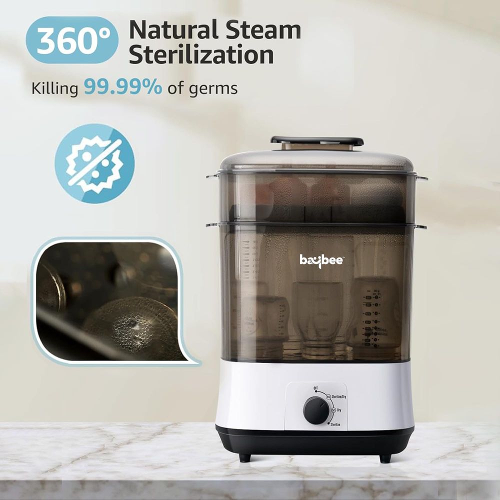 Baybee - Puresteam Baby Bottle Sterilizer & Dryer - Electric Steam - 8 Bottle Capacity - BPA-Free