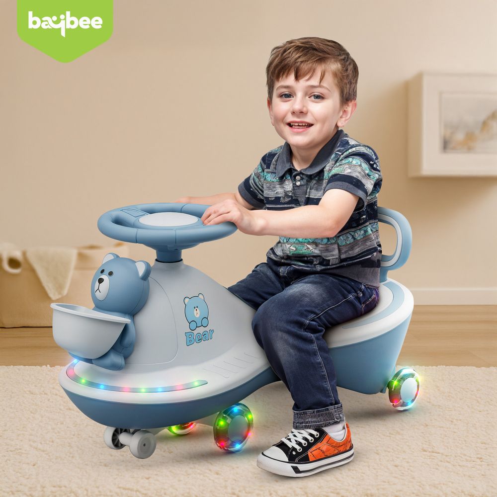 بايبي - سيارة أرجوحة سحرية للأطفال بتصميم دب - ألوان متعددة