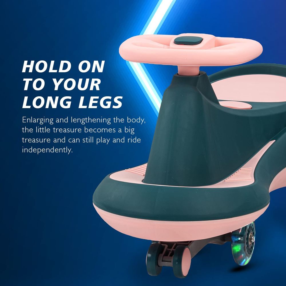 Baybee - Misura Manual Ride-On Swing Car - Green/Pink