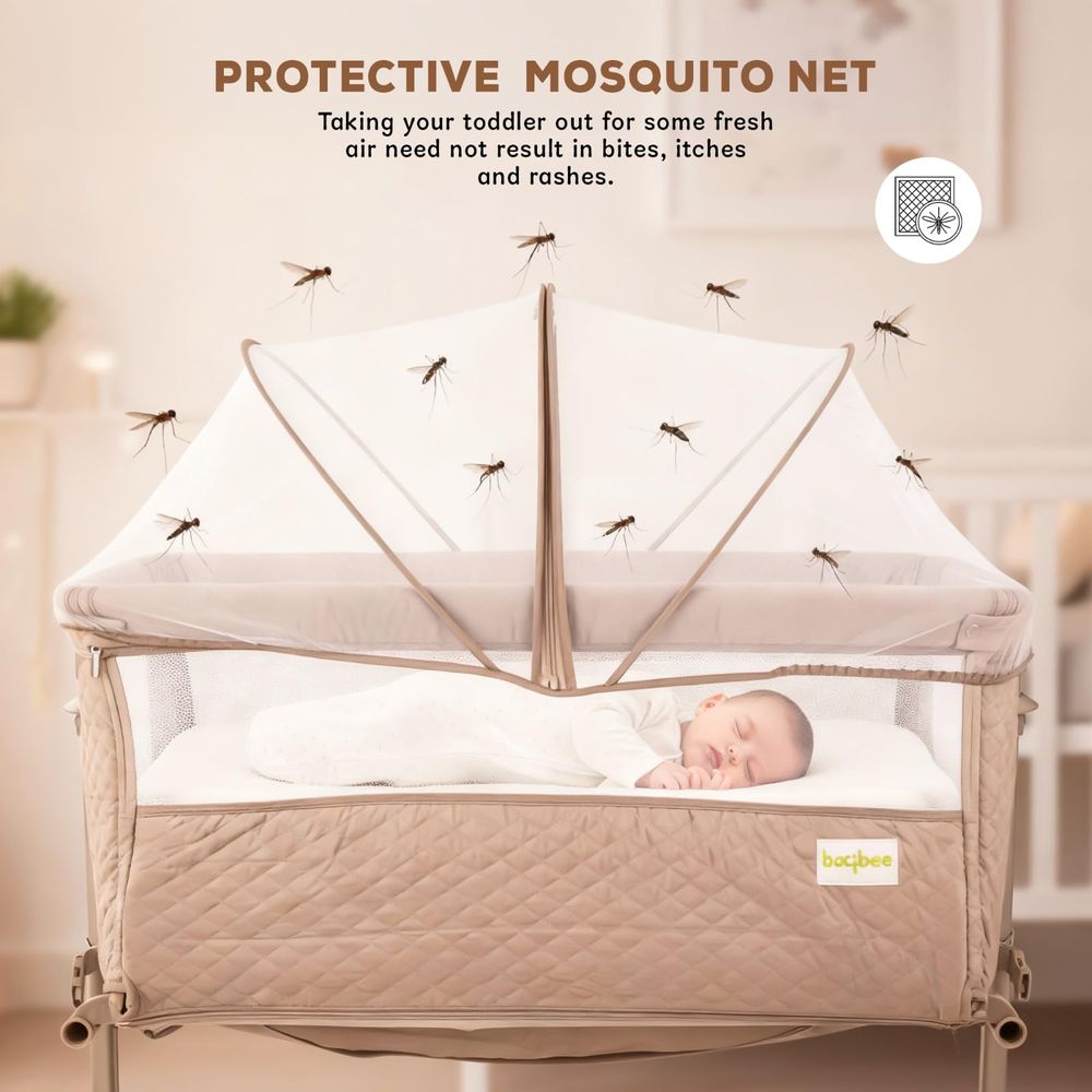 Baybee Bedside Baby Crib Grey