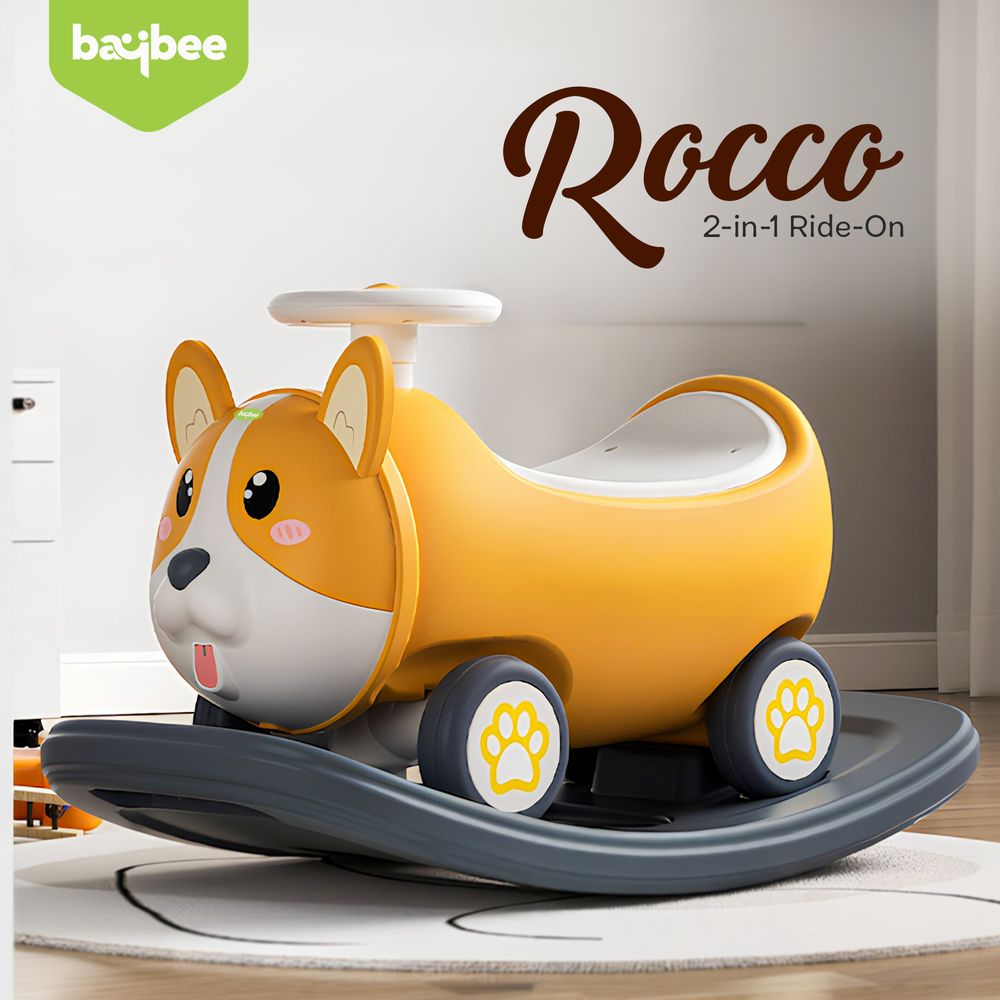 Baybee - Rocco 3-In-1 Baby Ride-On Push Car With Rocker & Balance Board Mode - Yellow