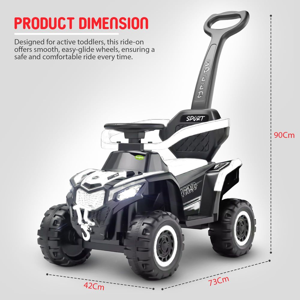 baybee - Monster 2 In 1 Baby Ride On Push Car For Kids - White