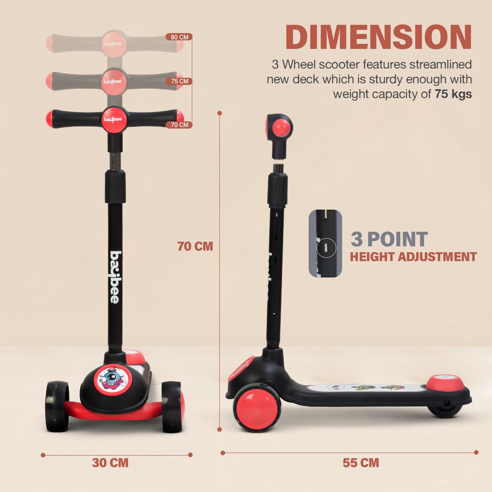 Baybee - Rolo Kids Scooter - Black