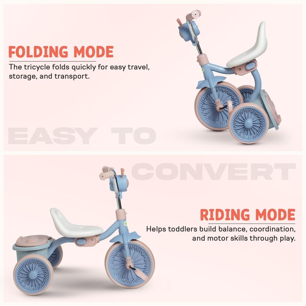 Baybee - Triky Foldable Tricycle - Blue