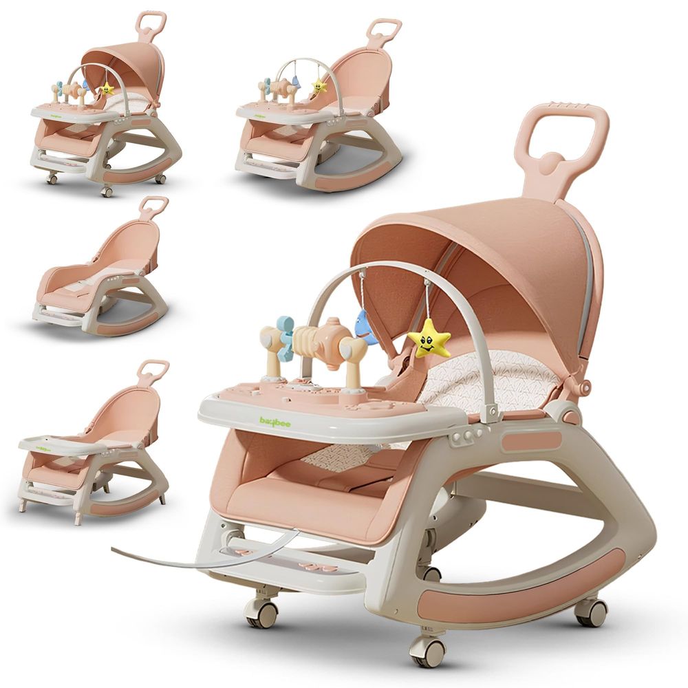بايبي - كرسي هزاز للأطفال 5 في 1 - وردي