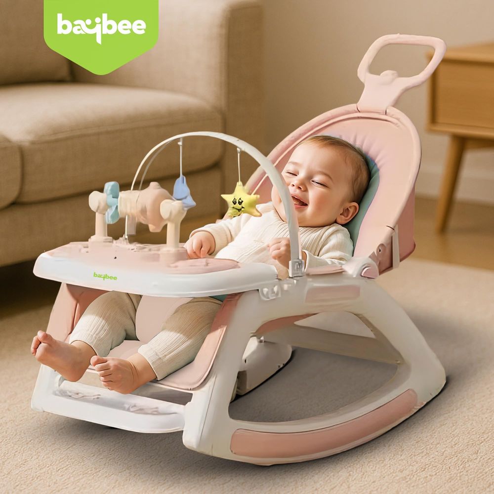 بايبي - كرسي هزاز للأطفال 5 في 1 - وردي