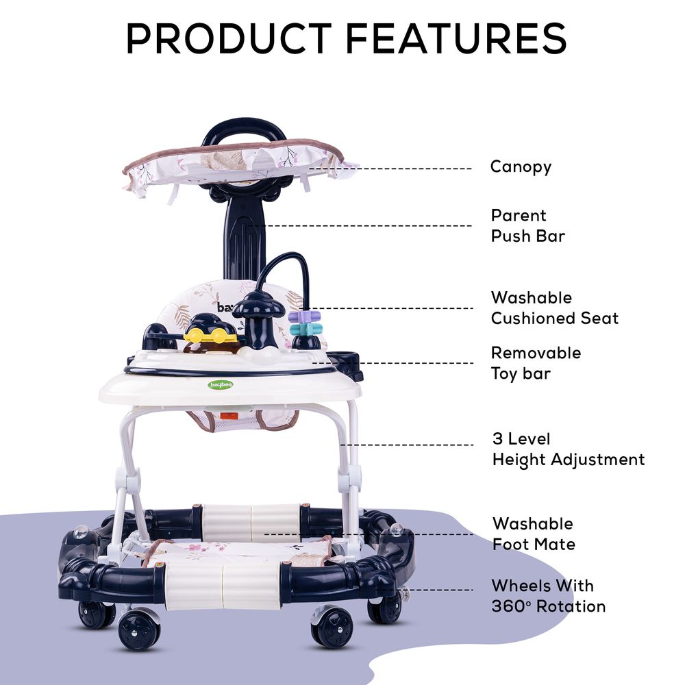 Baybee - Bulba 2-In-1 Baby Walker - Dark Blue