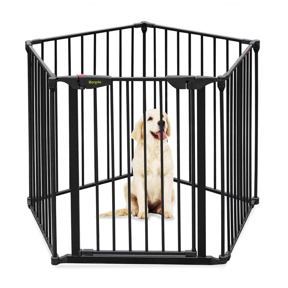 Baybee Baby Safety Gate Adjustable Metal Barrier Fence - Black