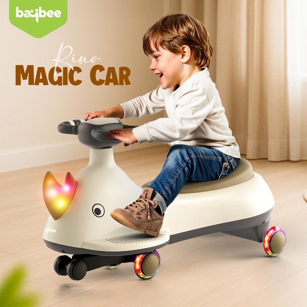 بايبي - سيارة ديناصور متأرجحة بعجلات مضيئة للأطفال - متعددة الألوان